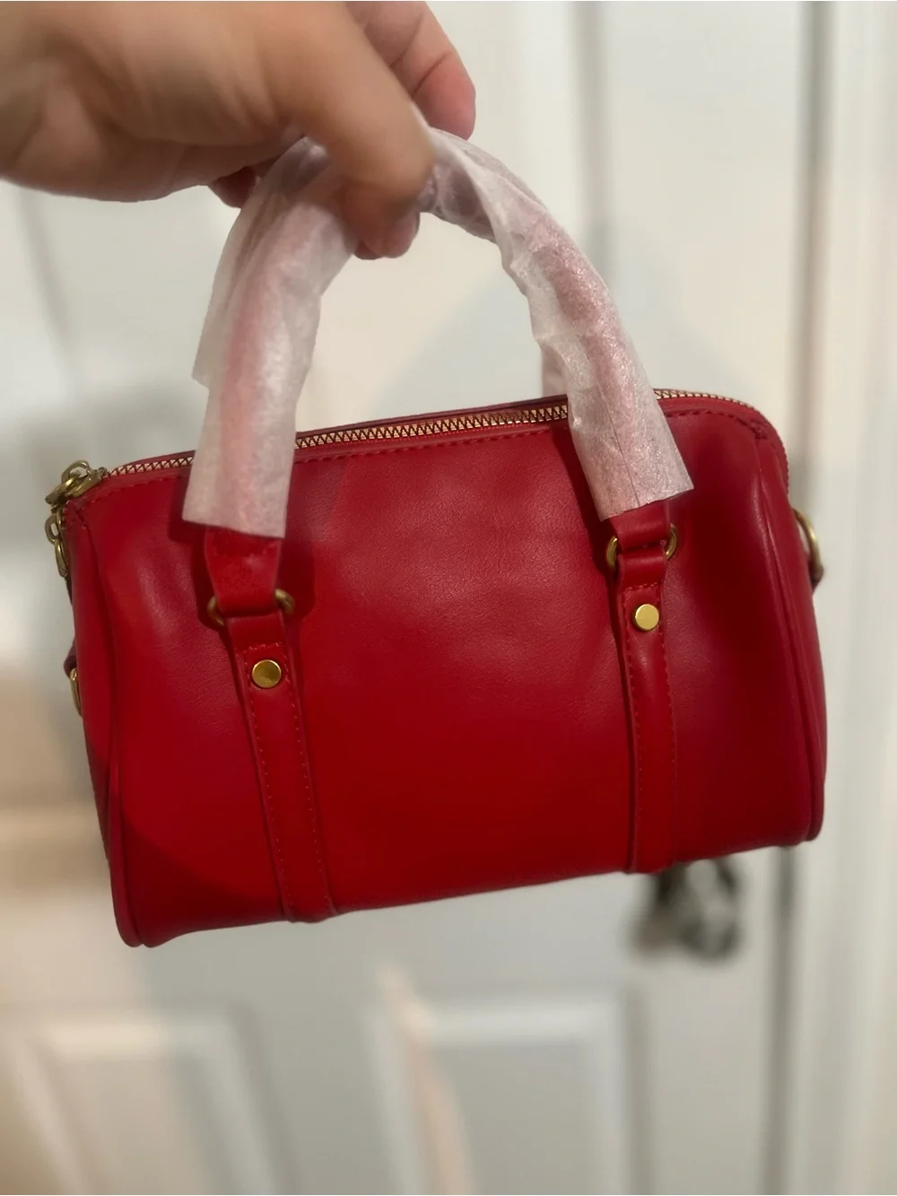NEW Logo Red Mini Barrel Bag